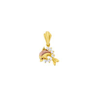 Triocolor Polished & Satin Jumping Dolphin Charm Pendant (14K)