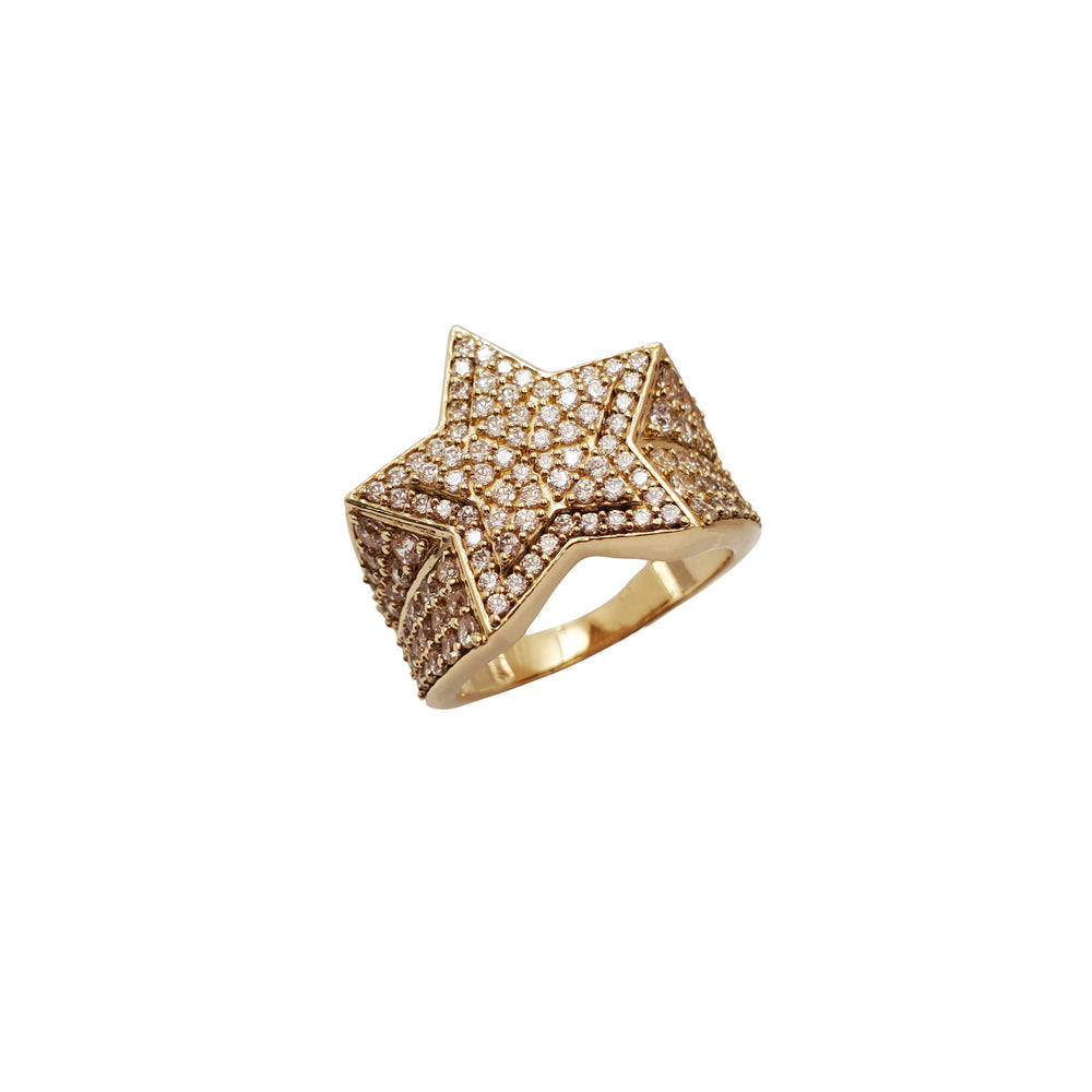 Iced Out Double Star Zirconia Ring (14K)