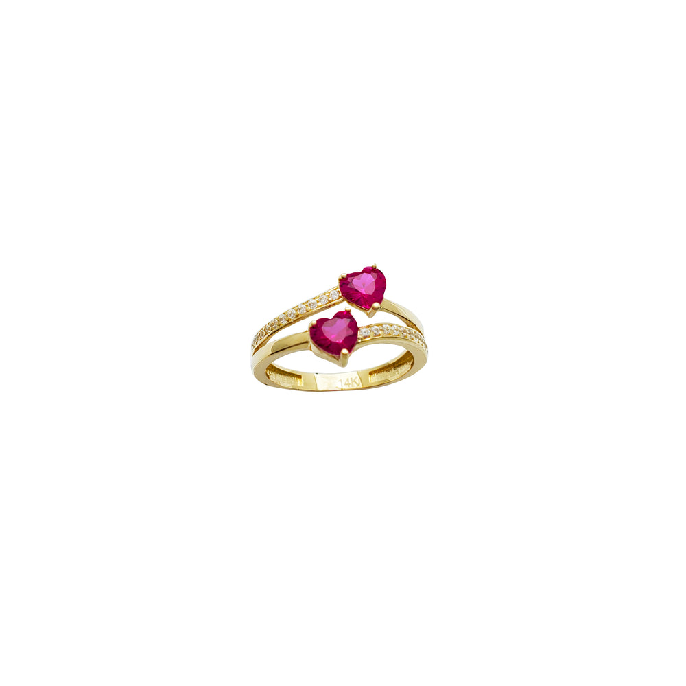 Double Heart CZ Ring (14K)