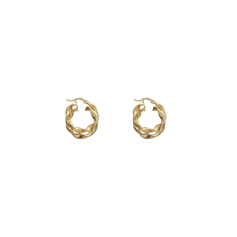 Double Twist Hoop Earrings (14K)