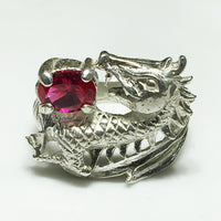 Dragon and Gemstone Ring (Silver) - Popular Jewelry
