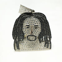 Iced-Out Man With Dreads Pendant (Silver) - Popular Jewelry