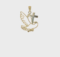 Outline Dove & Cross Pendant (14K)