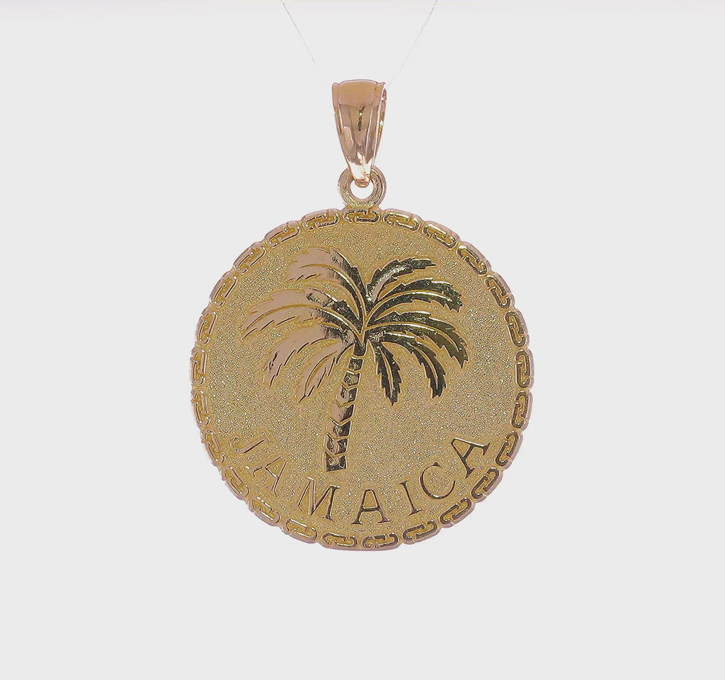 Pendanti ya Diski ya Palm Tree ya Jamaika (14K) 360 - Popular Jewelry - New York