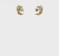 Two-Tone Crescent Moon & Star Stud Earrings (14K)