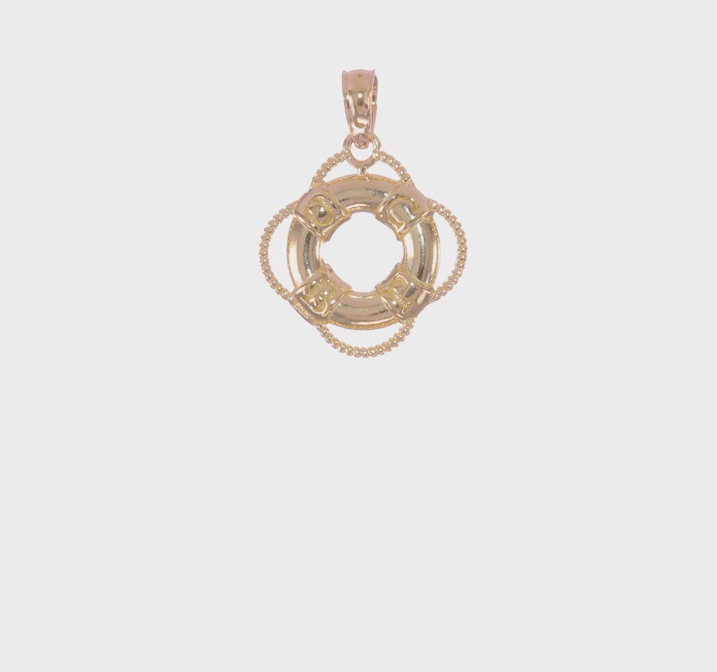 Life Ring 3D Pendant (14K) 360 - Popular Jewelry - New York