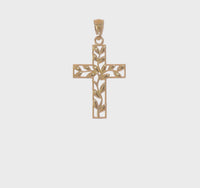 Evergreen Leaf Cross Pendant (14K) 360 - Popular Jewelry - New York