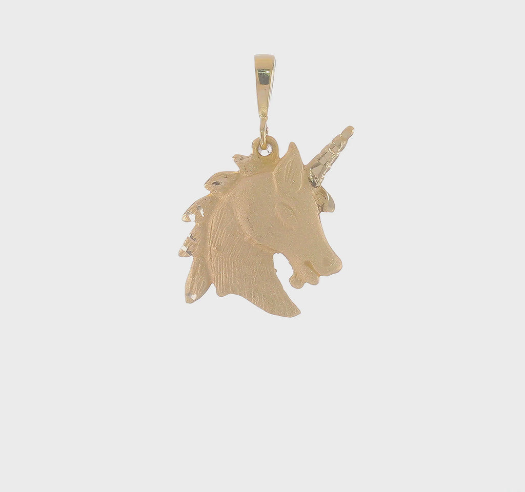 Unicorn Head Pendant (14K) 360 - Popular Jewelry - New York