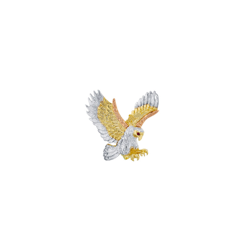 Tricolor Texture CZ Eagle Pendant (14K)