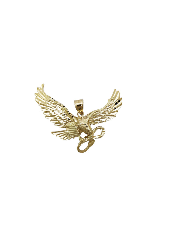 Diamond Cut Eagle And Snake Pendant (14K)