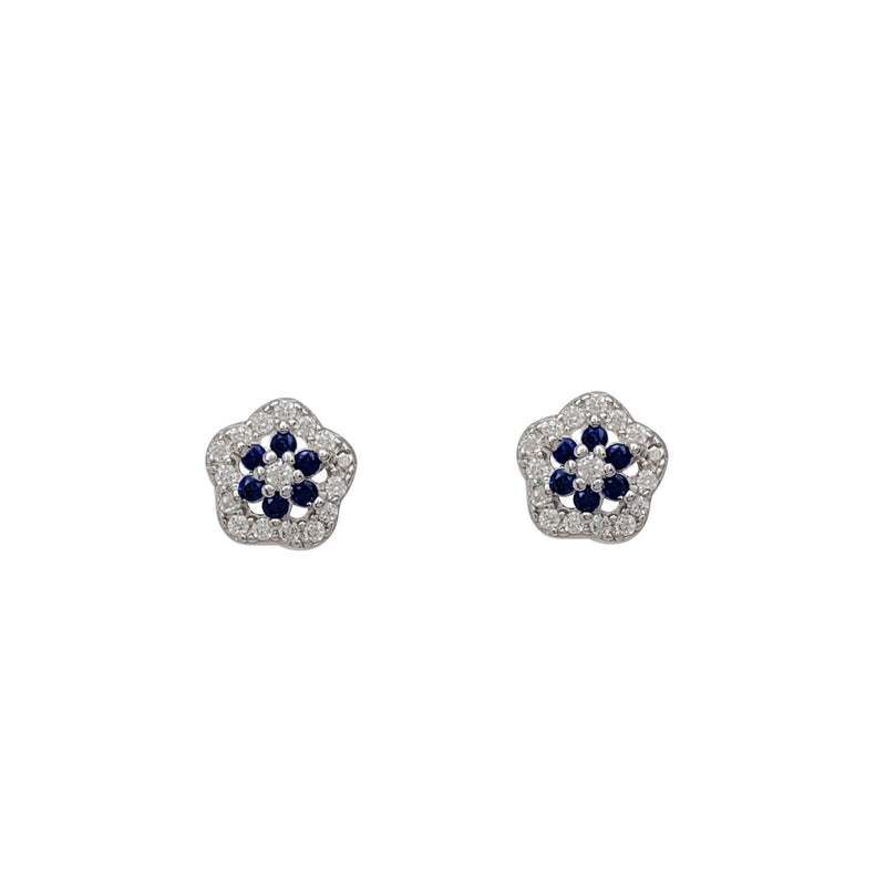 Flower CZ Stud Earring (Silver)