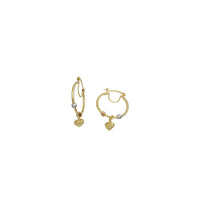 Tricolor Heart Hoop Earring (14K)