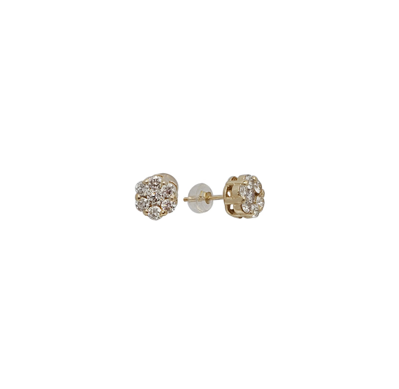 Diamond Flower Stud Earrings (14K)