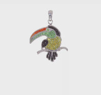 Colorful Toucan Bird Pendant (Silver) 360 - Popular Jewelry - New York