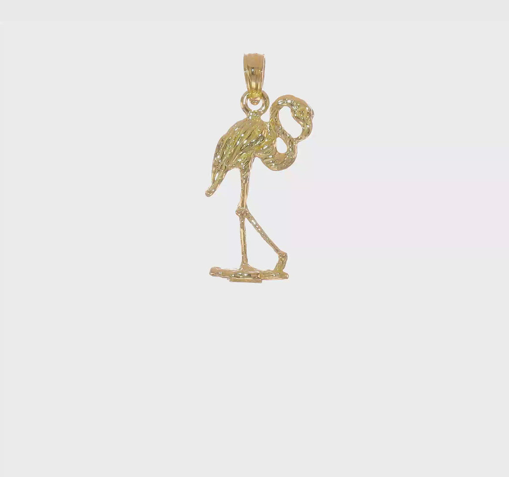 Flamingo Bird 3D Pendant (14K) 360 - Popular Jewelry - New York