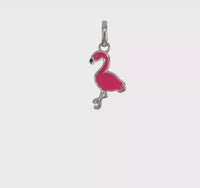 Flamingo Bird Profile Enamel Pendant (Silver) 360 - Popular Jewelry - New York