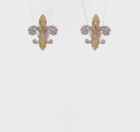 Fleur de Lis Two-Tone Gold Earrings (14K) 360 - Popular Jewelry - New York