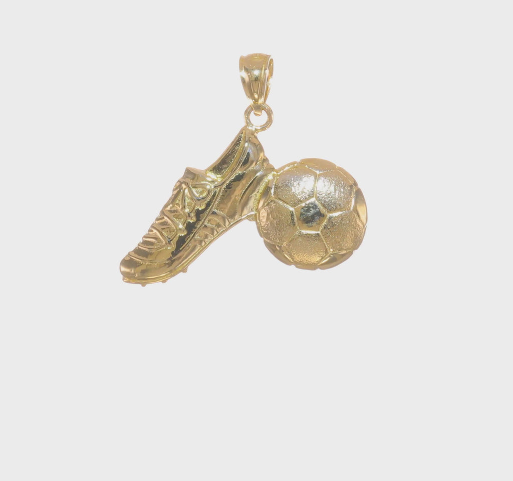 Cleat and Soccer Ball Pendant (14K) 360 - Popular Jewelry - New York
