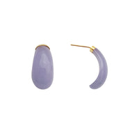 Orecchini di giada viola melanzane (14K)