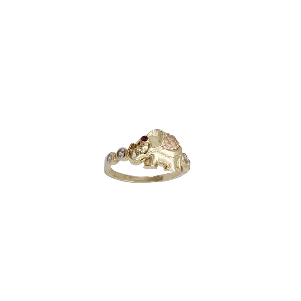 Zirconia Tri-Color Elephant Ring (14K).