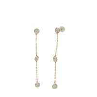 Zirconia Bezel Dangling Stud Earrings (14K)