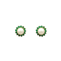 Σκουλαρίκια από Emerald & Pearl Stud (14K)