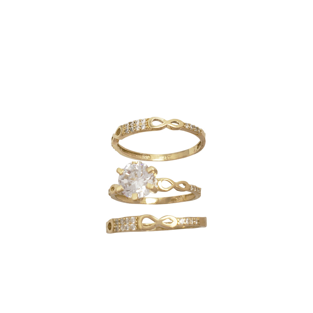 Zirconia Infinity Band Tree-Piece-Set Wedding Ring (14K)