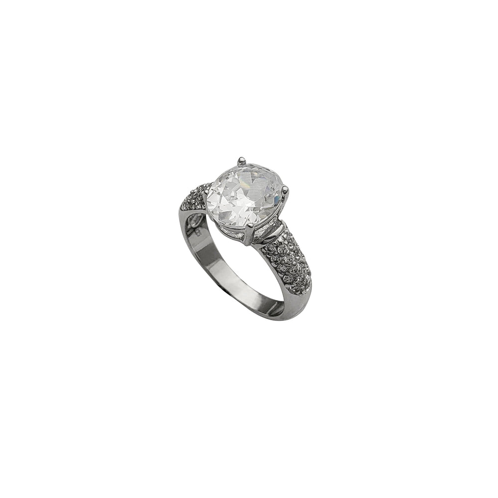 Cubic Zirconia Engagement Ring (Silver)