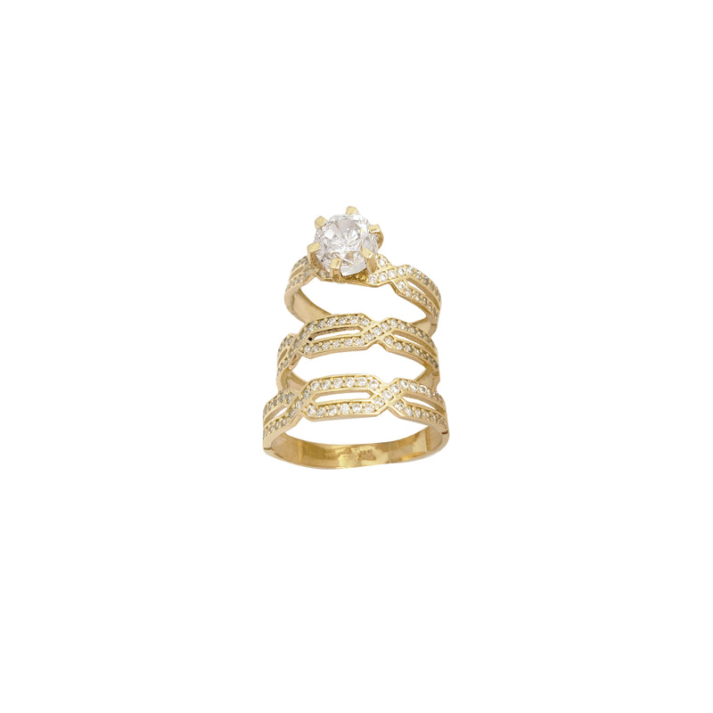 Stone-Set Three-Piece-Set Wedding Ring (14K)
