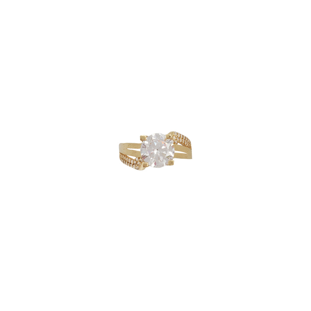 Zirconia 3-Row Engagement Ring (14K)