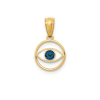 Yellow Gold Round Polished Enameled Eye Pendant (14K)