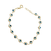 Blue Evil Eye Bracelet (14K).