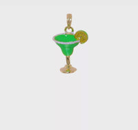 Green Martini Cocktail Drink Enamel Pendant (14K) 360 - Popular Jewelry - New York