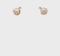 Swan CZ Stud Earrings (14K) 360 - Popular Jewelry - New York