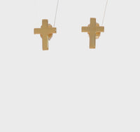 Plain Cross Stud Earrings (14K) 360 - Popular Jewelry - New York