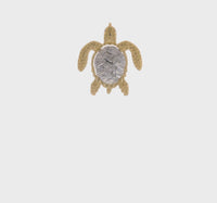 Two-Tone Textured Turtle Pendant (14K) 360 - Popular Jewelry - New York