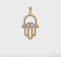 Two-Tone Beaded Hamsa Outline Pendant (14K) 360 - Popular Jewelry - New York