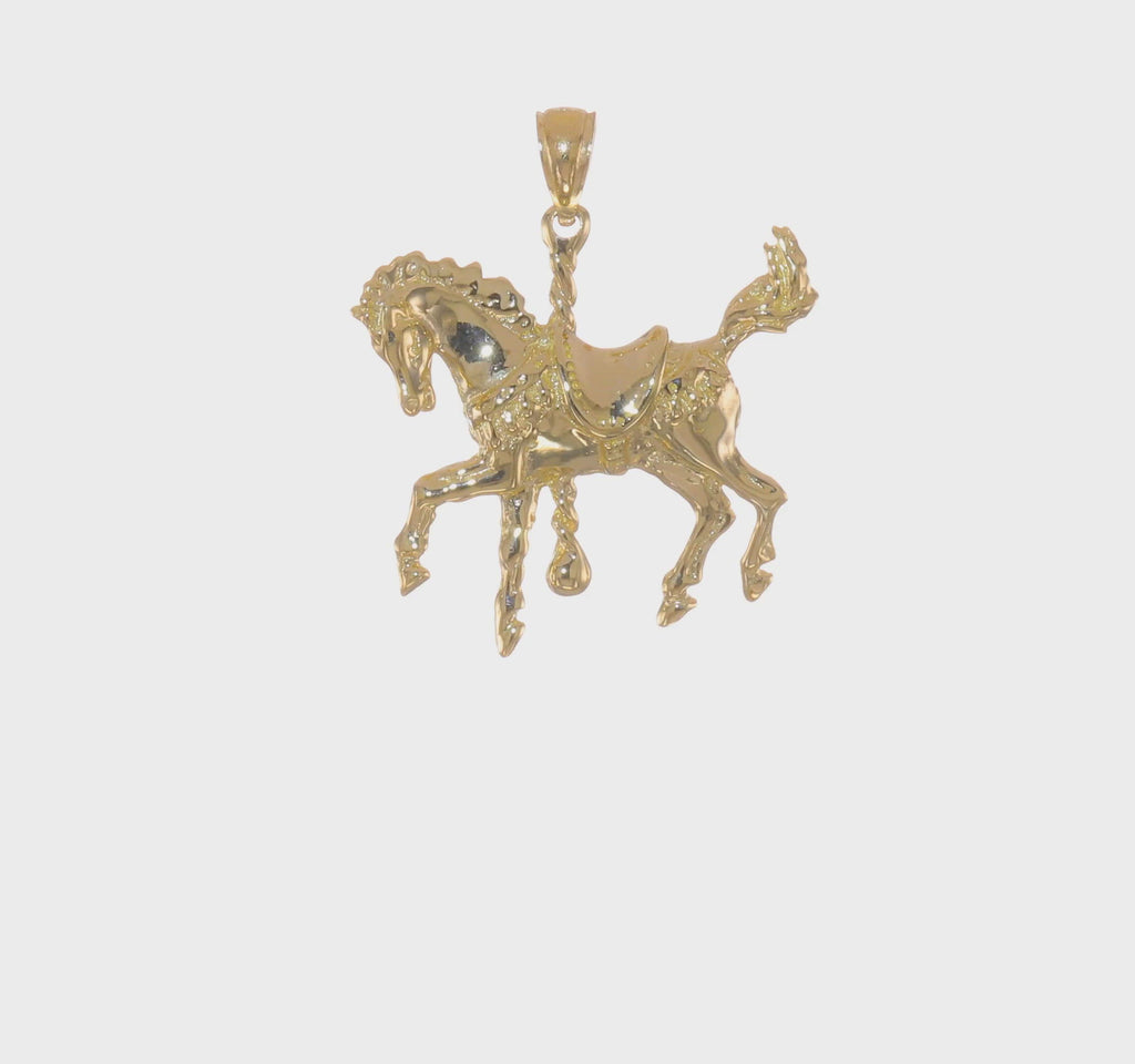Carousel Horse with Tail Up Pendant (14K) 360 - Popular Jewelry - New York