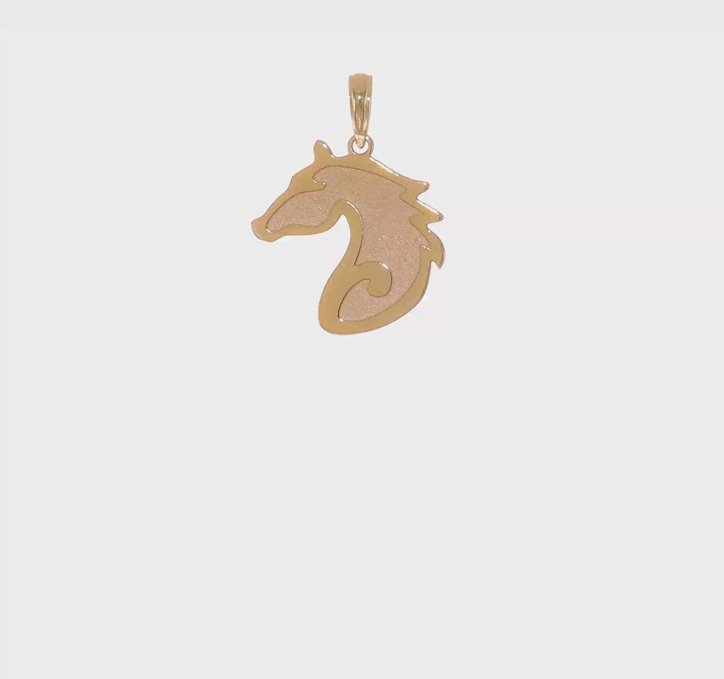 Sandblasted Horse Head Pendant (14K) 360 - Popular Jewelry - New York