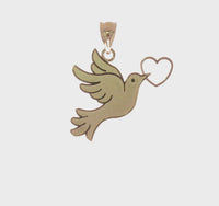 Textured Flying Dove w/ Heart Pendant (14K)