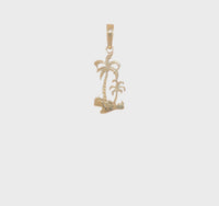 14 Karat Yellow Gold Double Palm Trees Pendant Product 360 All Around Video View 22.5 mm x 9 mm 14KPPT060COYO-QG C3324