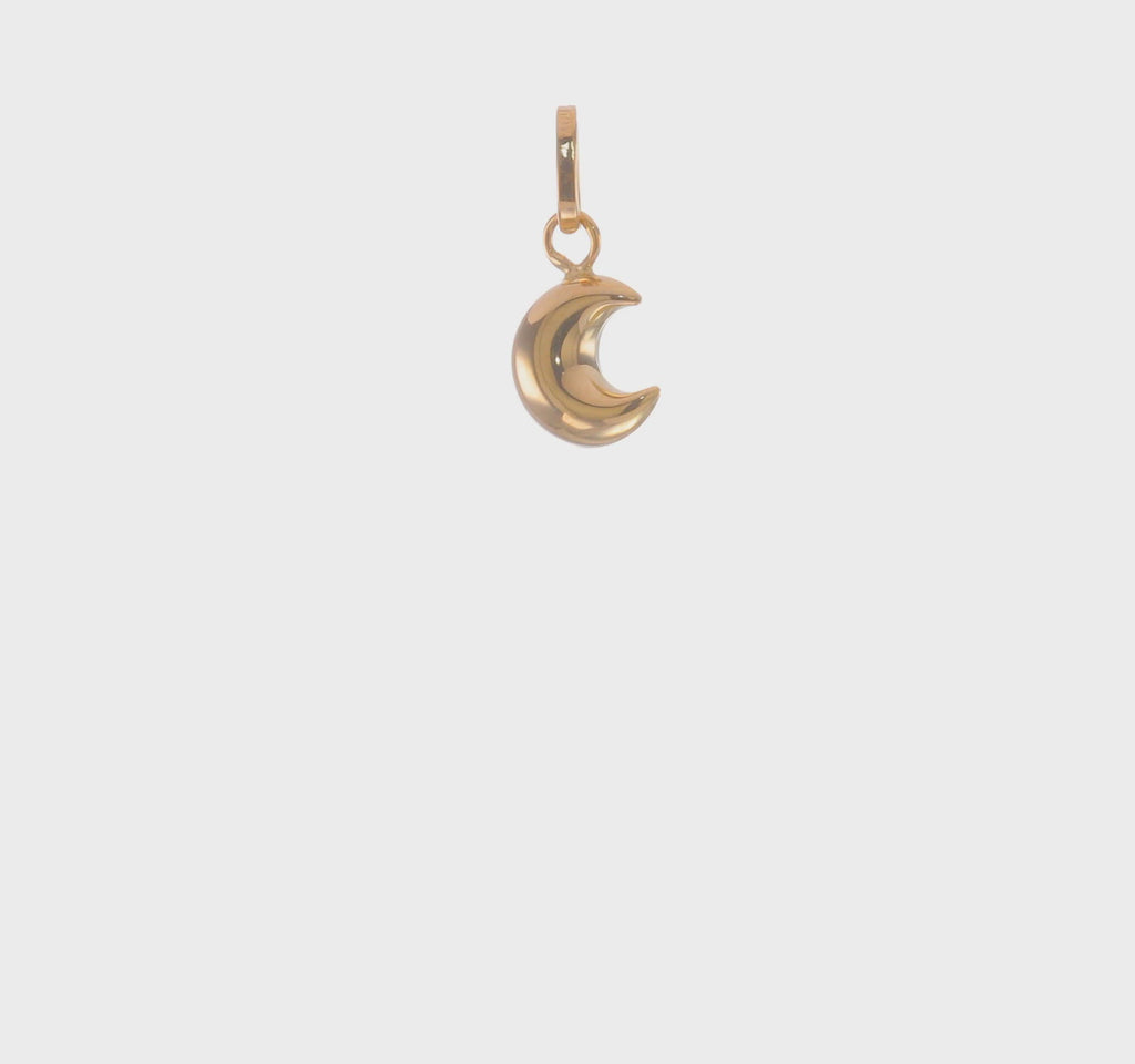 Crescent Moon 3D Pendant (14K) 360 - Popular Jewelry - New York