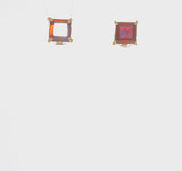 Square Garnet Stud Earrings (14K) 360 - Popular Jewelry - New York