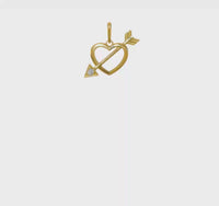 Zirconia Arrow Struck Heart Pendant (14K) 360 - Popular Jewelry - New York
