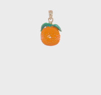 Orange Enameled 3D Pendant (14K) 360 - Popular Jewelry - New York