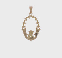 Claddagh Oval Lace Trim Pendant (14K)