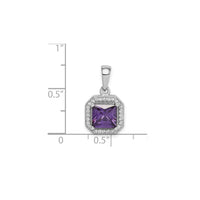 Cubic Zirconia Birth Stone Square Pendant (Silver)