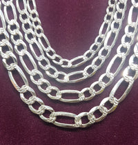 Lanac Figaro (w / Diamond Cut) srebrni - Popular Jewelry