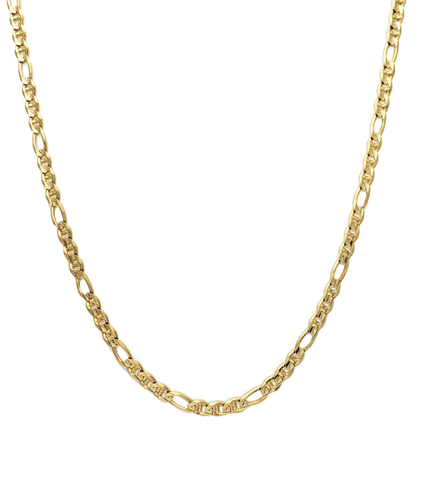 Solid Flat Figaro & Mariner Necklace (14K)