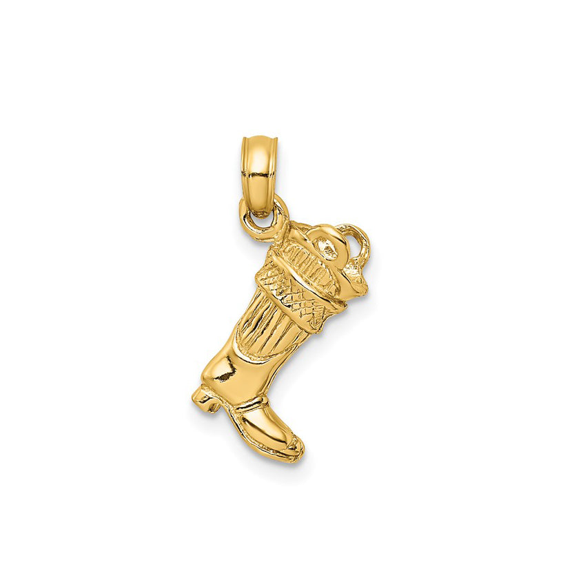 Firefighter Boot Pendant (14K)